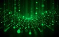 A dark background filled with glowing green binary numbers in a matrix pattern, symbolizing data coding and the digital universe Royalty Free Stock Photo