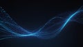 Glowing blue light trails with particles on dark background Royalty Free Stock Photo