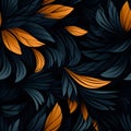 Dark background and illuminated yellow-toned leaves, AI-generated.