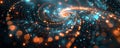 A dark background with intricate, glowing patterns and designs, creating a mesmerizing and