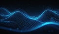 Blue digital network wave with glowing particles abstract Royalty Free Stock Photo