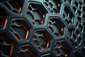 Dark background made of close up caption of steel, iron mesh. 3D rendering style.