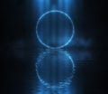 Dark background, neon lights, reflection on the water. Modern abstraction, night view. Royalty Free Stock Photo