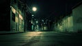 Dark background scene of empty street, night view. Generative Ai Royalty Free Stock Photo