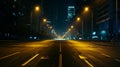 Dark background scene of empty street, night view. Generative Ai Royalty Free Stock Photo