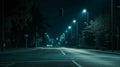 Dark background scene of empty street, night view. Generative Ai Royalty Free Stock Photo