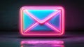 With a dark background, a shimmering, glowing blue envelope icon, indicating digital communication and messaging Royalty Free Stock Photo