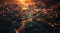 Dark background showcasing nodes and lines network, representing internet data extraction with digital particles. Data Royalty Free Stock Photo