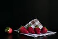 Strawberry white bowl photo with dark background