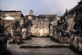 Dark backyard in ruins of Templo de San Jose cathedral, Antigua, Guatemala, Central America