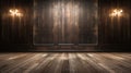 Dark Balsa Floor with White Spotlight Background - AI Generated