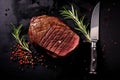 dark beef background steak grill meat raw roast fried food red. Generative AI.