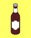 Dark beer bottle isolated. Isometric alcohol. vector illustration