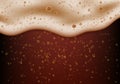 Dark beer foam and bubbles. Vector realistic Royalty Free Stock Photo