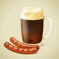 Dark beer and grilled sausage