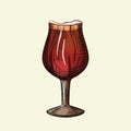 Dark beer stemmed glass vector illustration. Alcohol drink poster