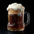 Dark beer with thick head in glass mug Royalty Free Stock Photo