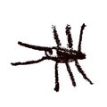 Dark beetle, cockroach in a deliberately childish style. Child drawing. Sketch imitation painting pencil or coal. Funny contour Royalty Free Stock Photo