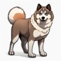 Dark Beige And Silver Husky Sticker Cartoon Vector Royalty Free Stock Photo