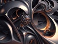 Dark black abstract background An abstract image featuring organic shapes and lines that intersect and overlap created with