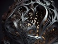Dark black abstract background An abstract image featuring organic shapes and lines that intersect and overlap created with