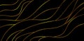 Dark black background decor with gold line curve.  Abstract texture. Wave line pattern. Dark texture decor for wallpaper, backdrop Royalty Free Stock Photo