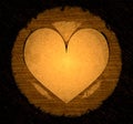 dark black background with gold color heart shap sketch style