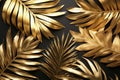 The dark black background makes the gold leaves pop, producing a visually striking composition