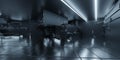 dark black futuristic studio laboratory empty hall 3d render illustration