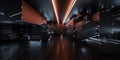 dark black futuristic studio laboratory empty hall. 3d render illustration Royalty Free Stock Photo