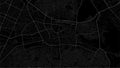 Dark black Gaziantep city area vector background map, roads and water illustration. Widescreen proportion, digital flat design