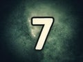 dark black and green color wall the number seven 7 in white color font