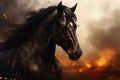 Dark Black horse portrait. Generate Ai Royalty Free Stock Photo