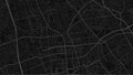 Dark black Saitama City area vector background map, streets and water cartography illustration