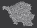 Dark Contour Relief Map of Saarland