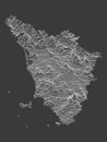 Dark Contour Relief Map of Tuscany