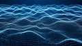 Dark blue abstract digital landscape with glowing particle waves background Royalty Free Stock Photo