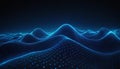 Blue Digital Wave Landscape With Glowing Dots abstract Royalty Free Stock Photo