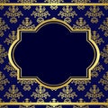 Dark blue background with center gold frame - eps