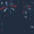 Background with colorful patriotic confetti and fireworks Royalty Free Stock Photo