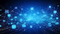 Abstract blue network of data nodes and connections glowing image Royalty Free Stock Photo