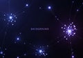 Dark blue background featuring interconnected nodes resembling a neural network. Glowing points of Royalty Free Stock Photo