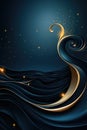 A Dark Blue Background With Gold Swirls And Stars Royalty Free Stock Photo