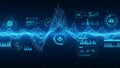 Futuristic digital interface displaying complex data visualizations and network connections Royalty Free Stock Photo