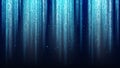 Dark blue background with light rays, translucent binary code, sequins, shining night starry sky Royalty Free Stock Photo