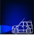 Dark blue background with single off road car - vector illustration Royalty Free Stock Photo