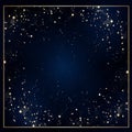 a dark blue background with stars and a square frame Royalty Free Stock Photo