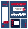 Dark blue backround and red hearts - set Header or Banner set for Happy Valentine s Day celebration. decoration magazine