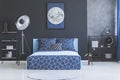 Dark blue bedroom interior Royalty Free Stock Photo