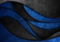 Dark blue and black grunge waves abstract background Royalty Free Stock Photo